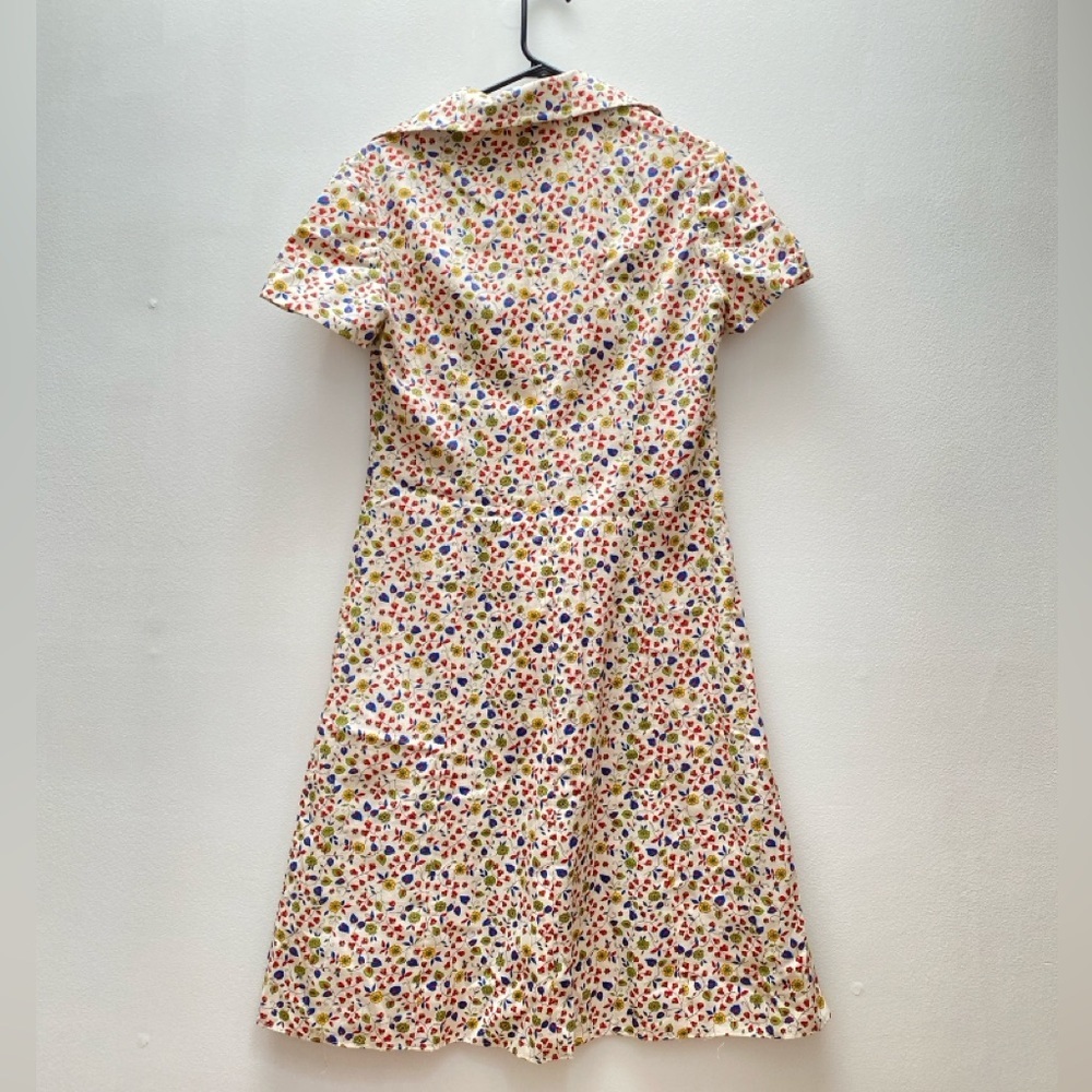 Vintage - 1970’s Handmade Cream Cotton Floral Day Dress - Picture 4 of 9